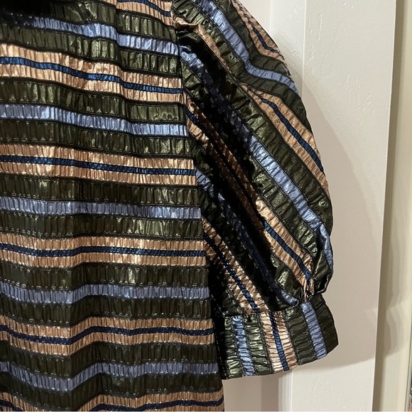 HUNTER BELL | Stella Blouse Top in Festive Stripe Metallic Holiday Top - Picture 7 of 11